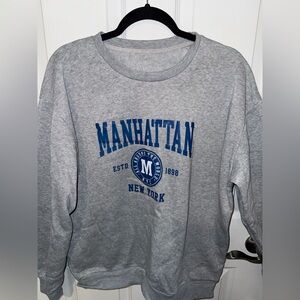 SHEIN Gray Manhattan Graphic Sweatshirt with Blue Print